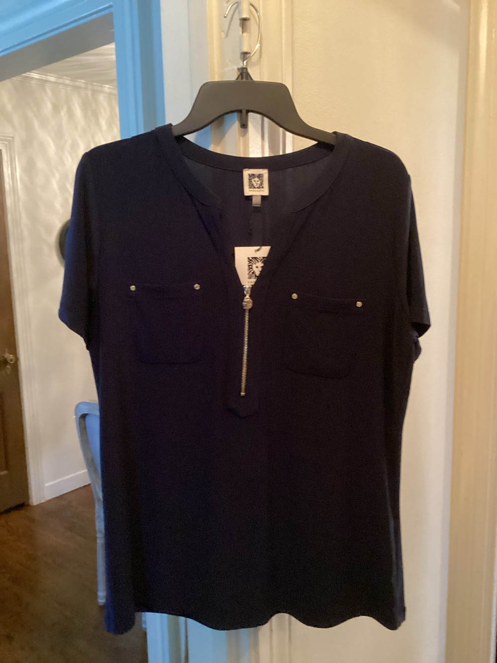 Anne Klein Knit Navy Top (L)
